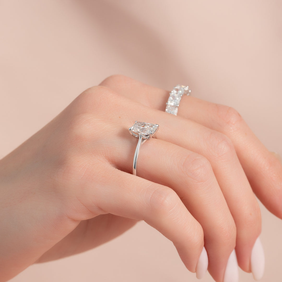 The Lacole Radiant Lab Diamond Moissanite Engagement Ring