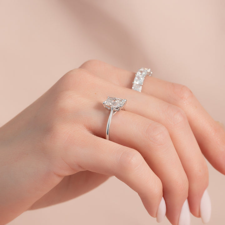The Lacole Radiant Lab Diamond Moissanite Engagement Ring *Shown with 2 ct #material_white
