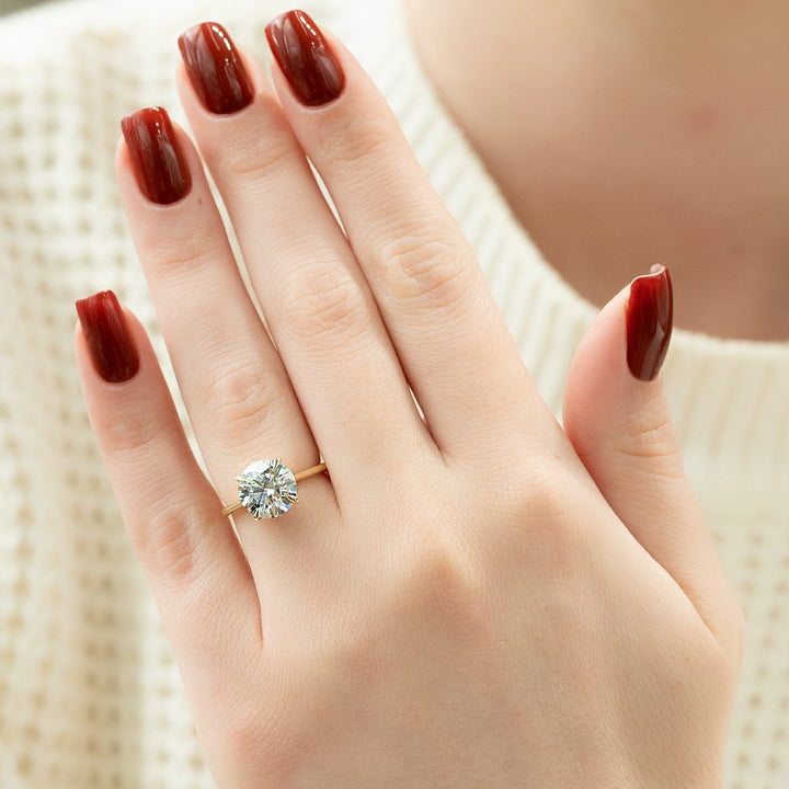 The Lacole Round Lab Diamond Moissanite Engagement Ring *Shown with 3.5 ct #material_gold