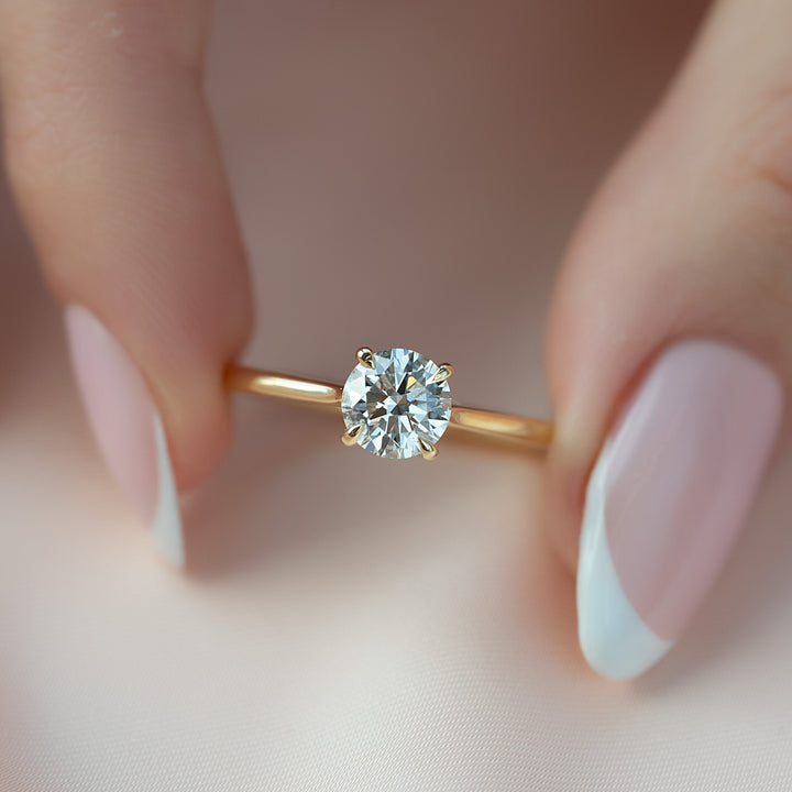 The Lacole Round Lab Diamond Moissanite Engagement Ring *Shown with 1 ct #material_gold