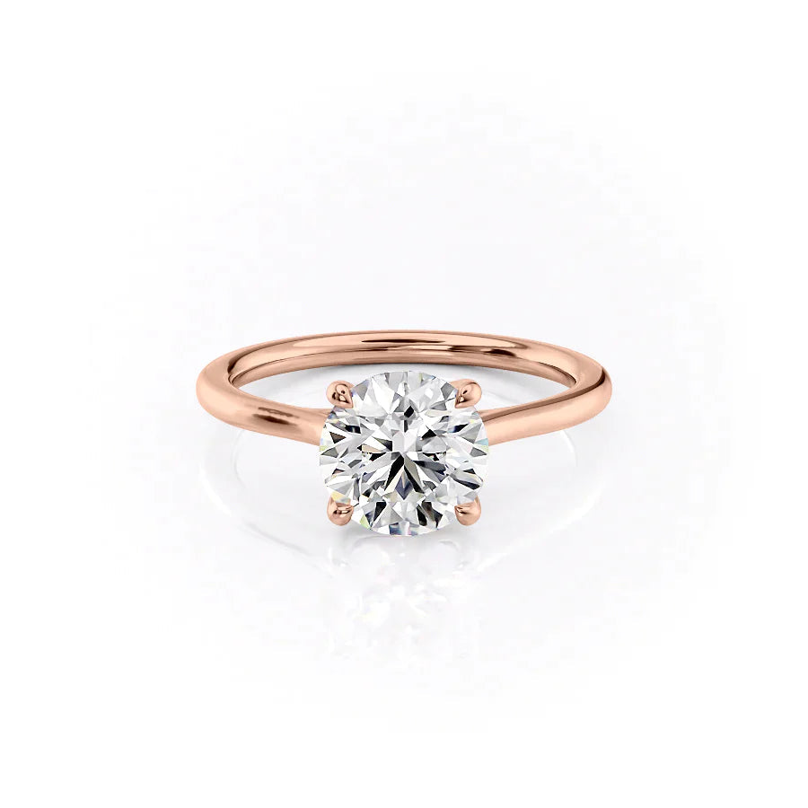 The Lacole Set With Round Solitaire Lab Diamond 1 Carat 14K Rose#material_rose
