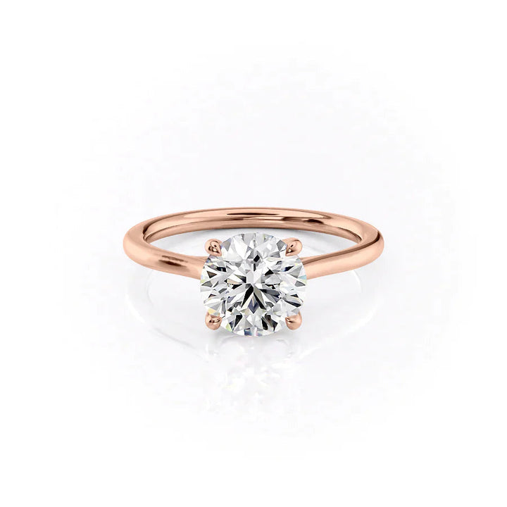 The Lacole Set With Round Solitaire Lab Diamond 1 Carat 14K Rose#material_rose