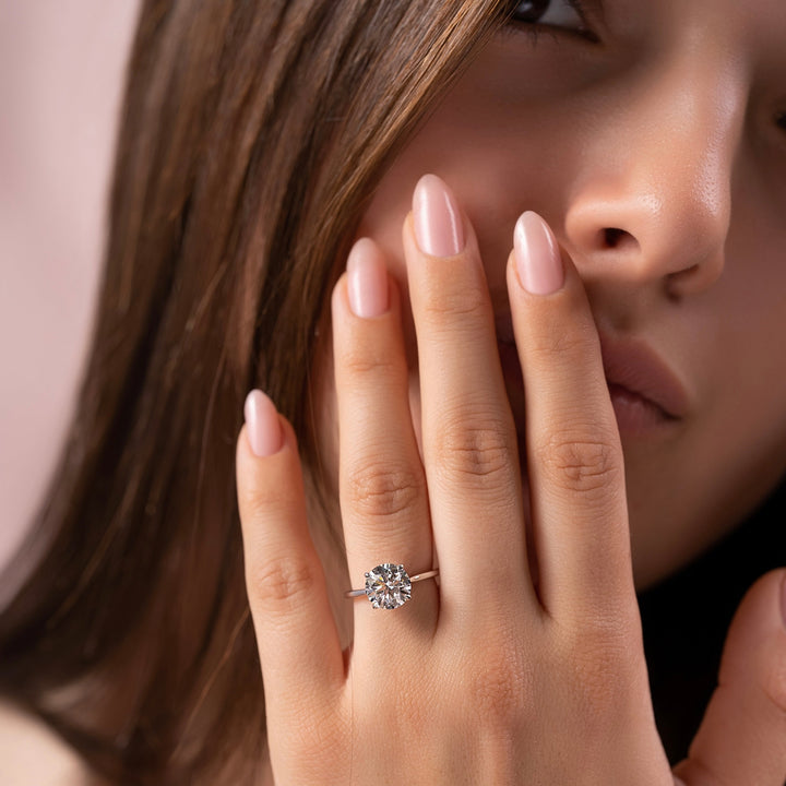 The Lacole Round Lab Diamond Moissanite Engagement Ring *Shown with 2.5 ct #material_white