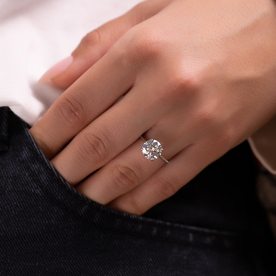 The Lacole Round Lab Diamond Moissanite Engagement Ring