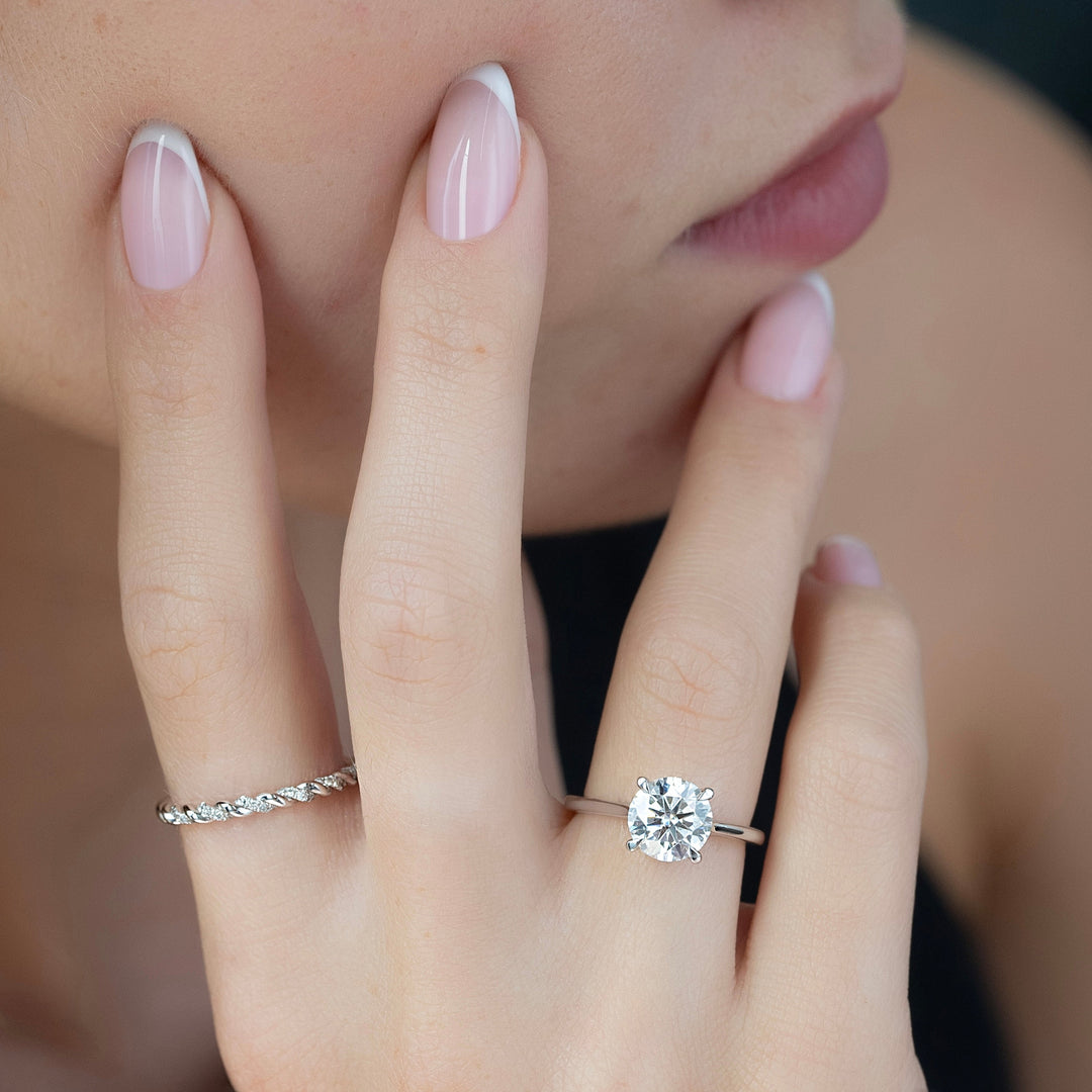 The Lacole Round Lab Diamond Moissanite Engagement Ring