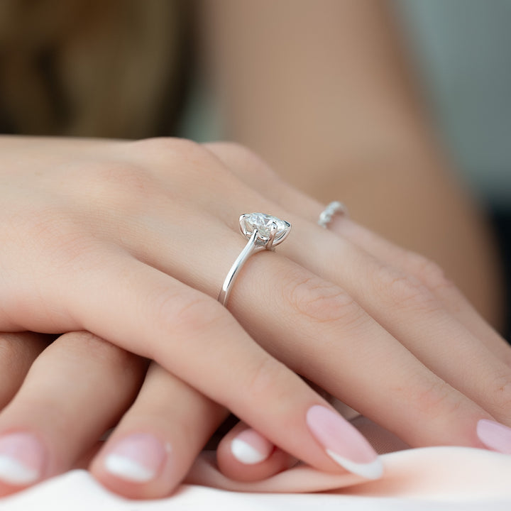 The Lacole Round Lab Diamond Moissanite Engagement Ring *Shown with 1 ct #material_white