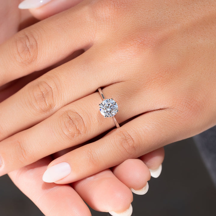The Lacole Round Lab Diamond Moissanite Engagement Ring *Shown with 2 ct #material_white