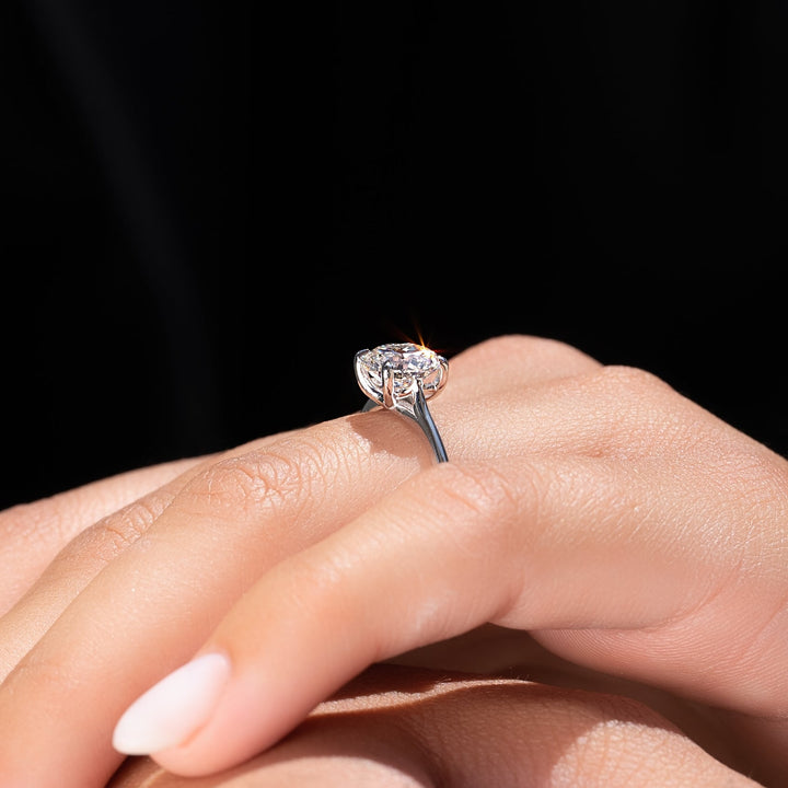 The Lacole Round Lab Diamond Moissanite Engagement Ring *Shown with 2 ct #material_white