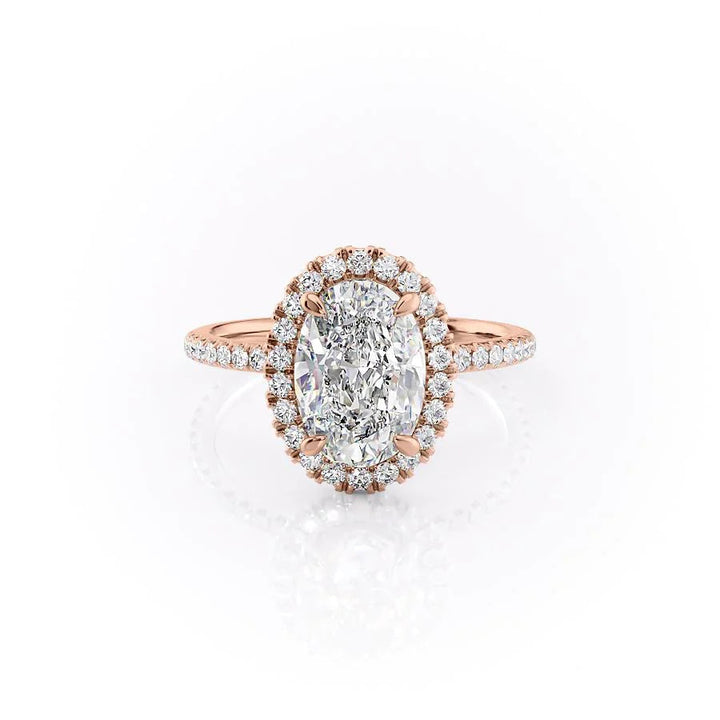 The Lana Set With Oval Pave Lab Diamond 1 Carat 14K Rose#material_rose
