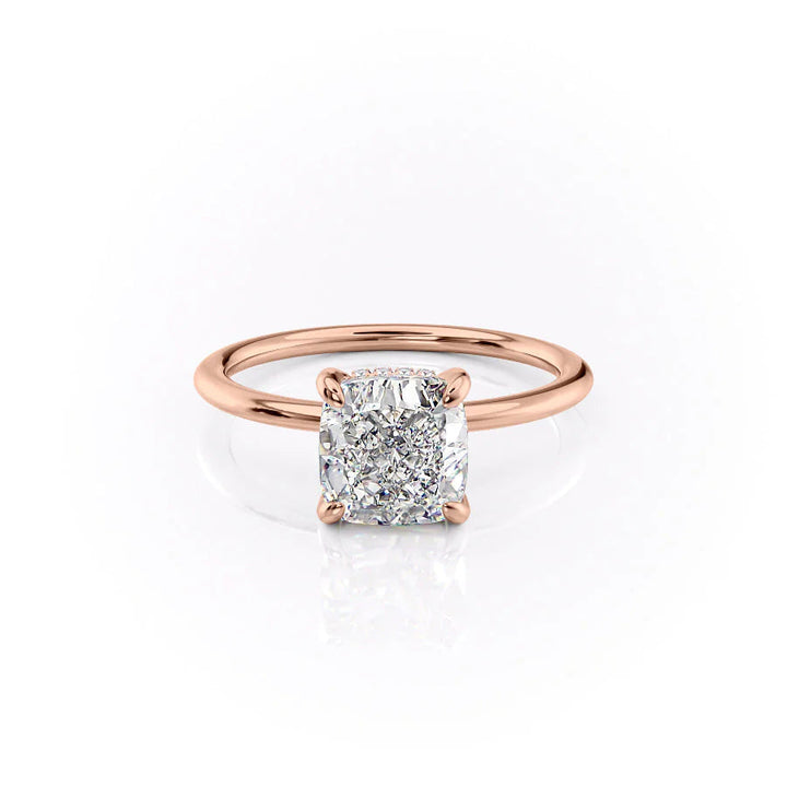 The Liberty Set With Cushion Solitaire Lab Diamond 1 Carat 14K Rose#material_rose