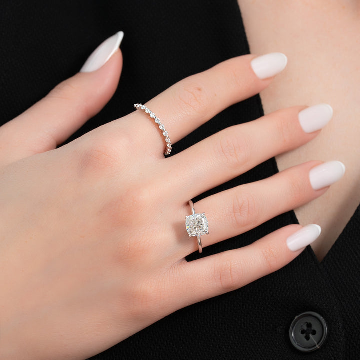 The Liberty Cushion Lab Diamond Moissanite Engagement Ring *Shown with 2.5 ct #material_white