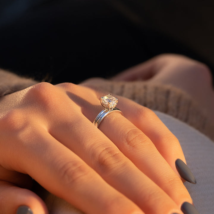 The Liberty Cushion Lab Diamond Moissanite Engagement Ring *Shown with 1 ct #material_white