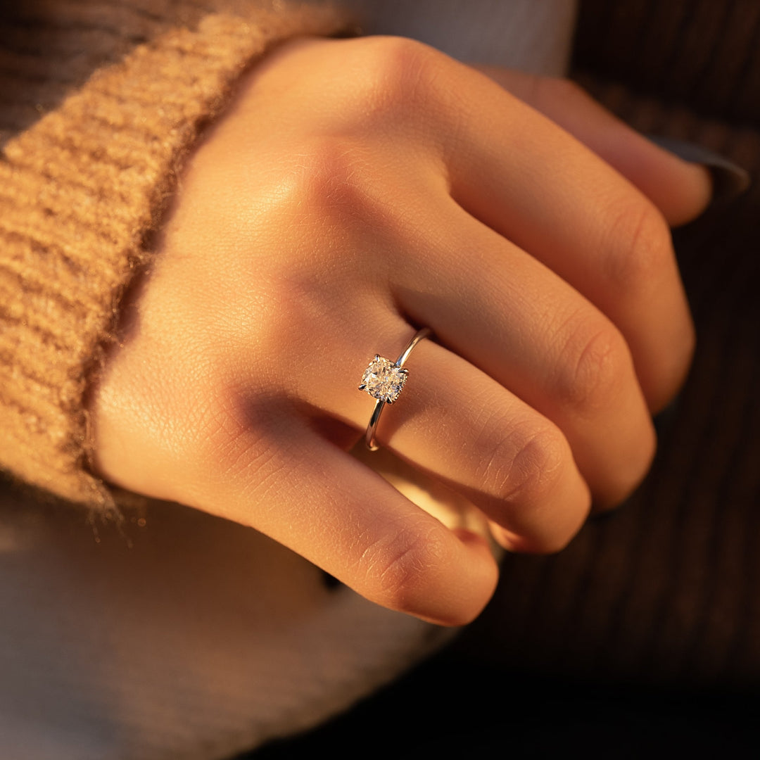 The Liberty Cushion Lab Diamond Moissanite Engagement Ring