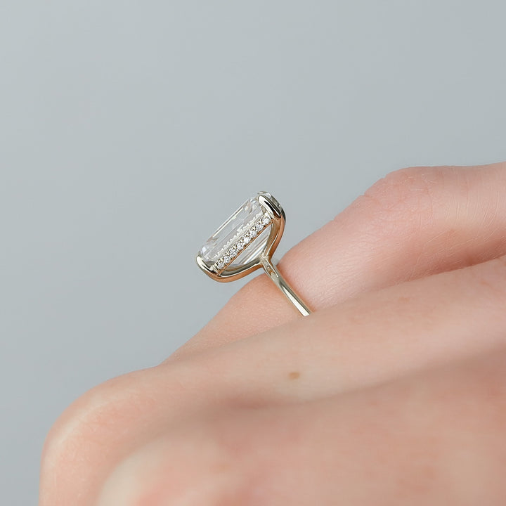 The Liberty Emerald Lab Diamond Moissanite Engagement Ring *Shown with 5 ct #material_gold