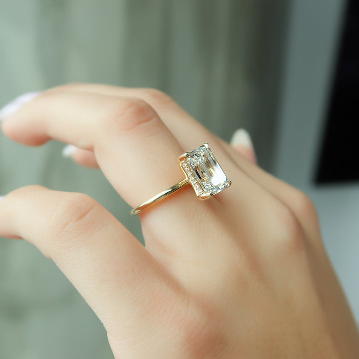 The Liberty Emerald Lab Diamond Moissanite Engagement Ring *Shown with 4 ct #material_gold