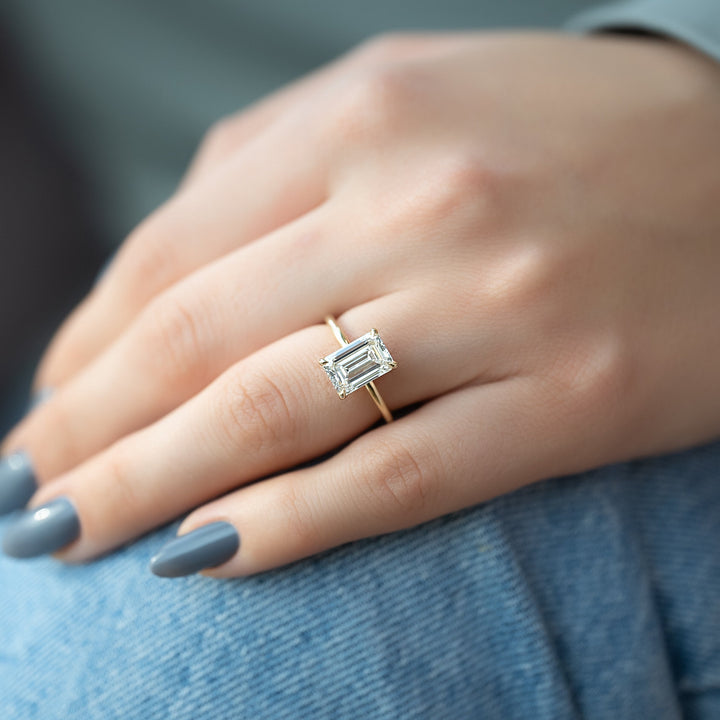 The Liberty Emerald Lab Diamond Moissanite Engagement Ring *Shown with 2.5 ct #material_gold