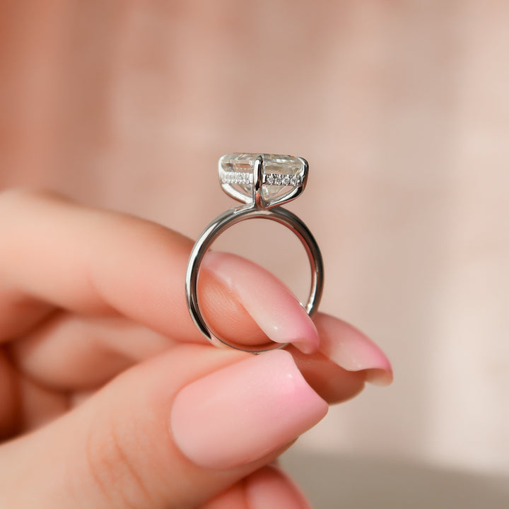 The Liberty Emerald Lab Diamond Moissanite Engagement Ring *Shown with 4 ct #material_white