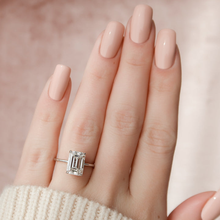 The Liberty Emerald Lab Diamond Moissanite Engagement Ring *Shown with 3.5 ct #material_white