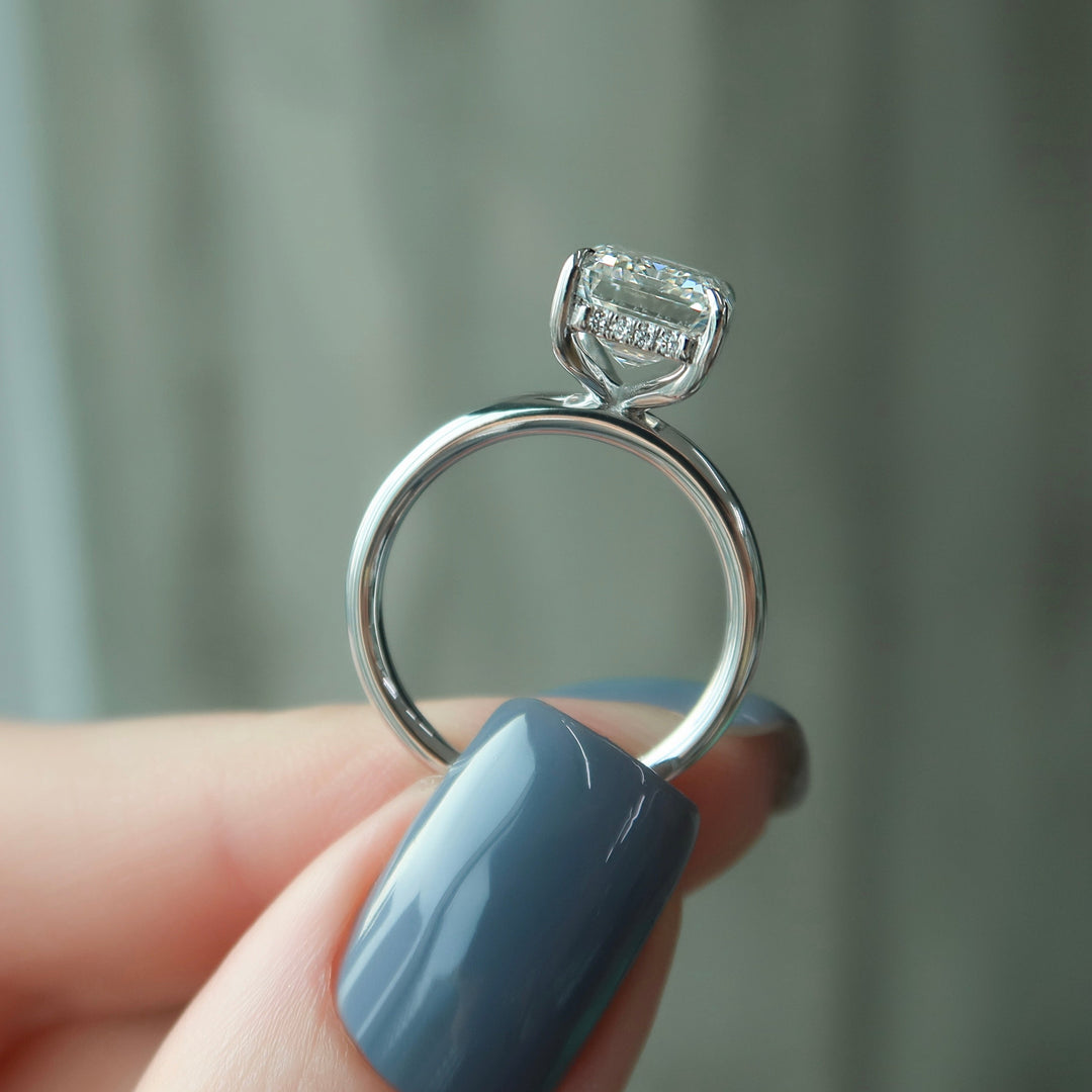 The Liberty Emerald Lab Diamond Moissanite Engagement Ring