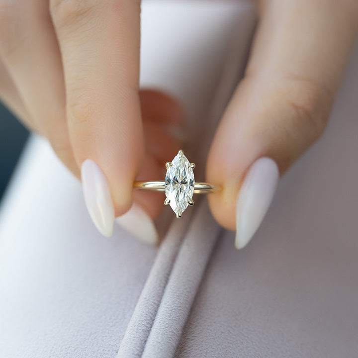 The Liberty Set With Marquise Solitaire Lab Diamond 3 Carat 14K Gold#material_gold