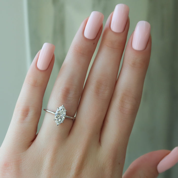 The Liberty Set With Marquise Solitaire Lab Diamond 1 Carat 14K White#material_white