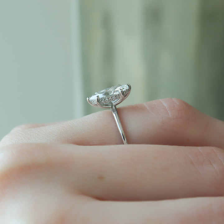 The Liberty Set With Marquise Solitaire Lab Diamond 1.5 Carat 14K White#material_white