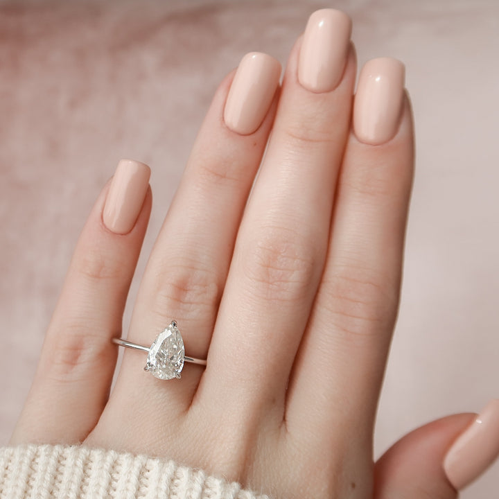 The Liberty Set With Pear Solitaire Lab Diamond 2 Carat 14K White#material_white