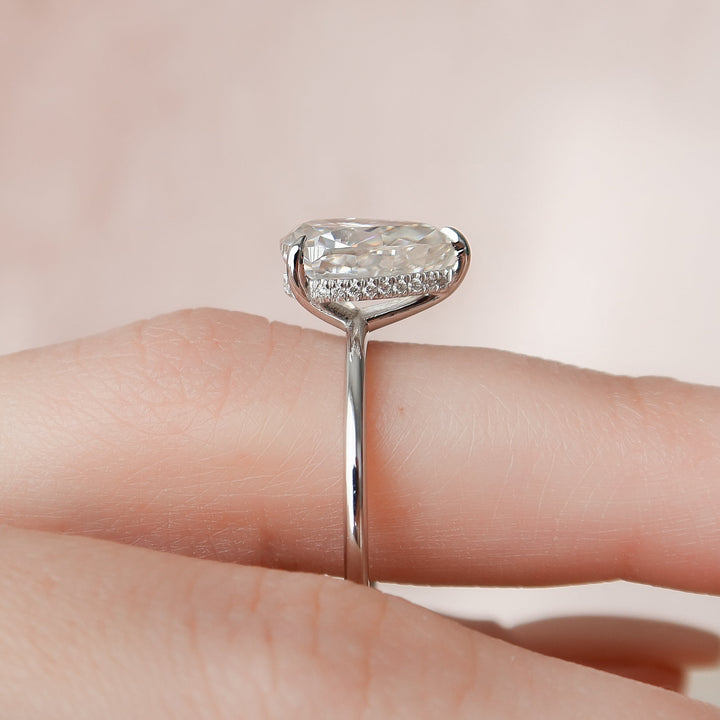 The Liberty Set With Pear Solitaire Lab Diamond 2.5 Carat 14K White#material_white