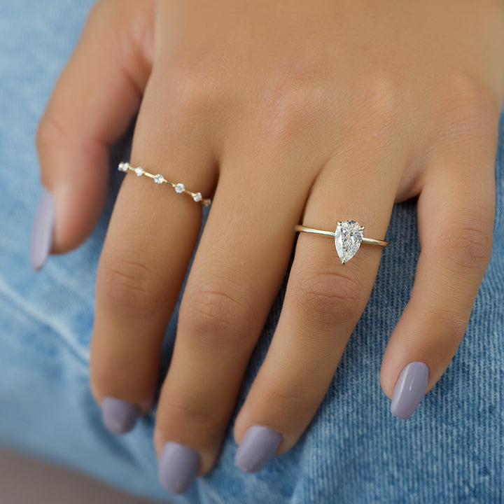 The Liberty Pear Lab Diamond Moissanite Engagement Ring *Shown with 1 ct #material_gold