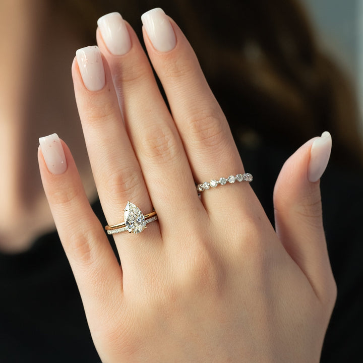 The Liberty Pear Lab Diamond Moissanite Engagement Ring *Shown with 2.5 ct #material_gold