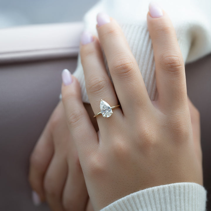 The Liberty Pear Lab Diamond Moissanite Engagement Ring *Shown with 2 ct #material_gold