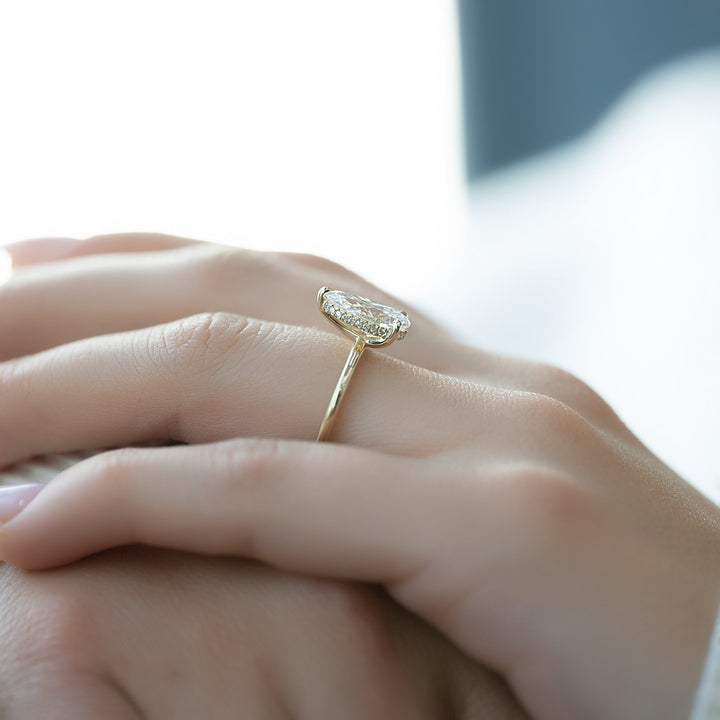 The Liberty Pear Lab Diamond Moissanite Engagement Ring *Shown with 2 ct #material_gold