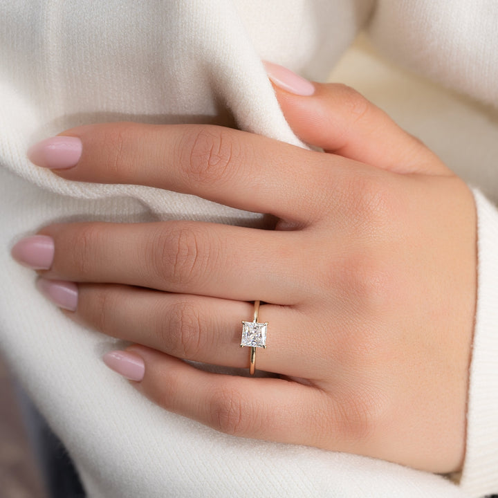 The Liberty Princess Lab Diamond Moissanite Engagement Ring *Shown with 1 ct #material_gold