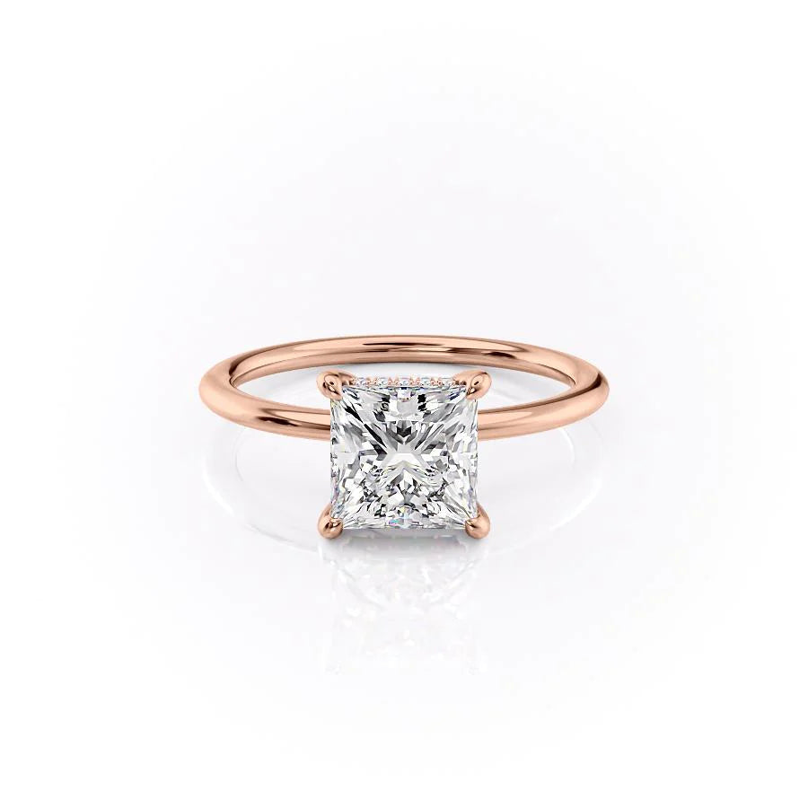 The Liberty Set With Princess Solitaire Lab Diamond 1 Carat 14K Rose#material_rose