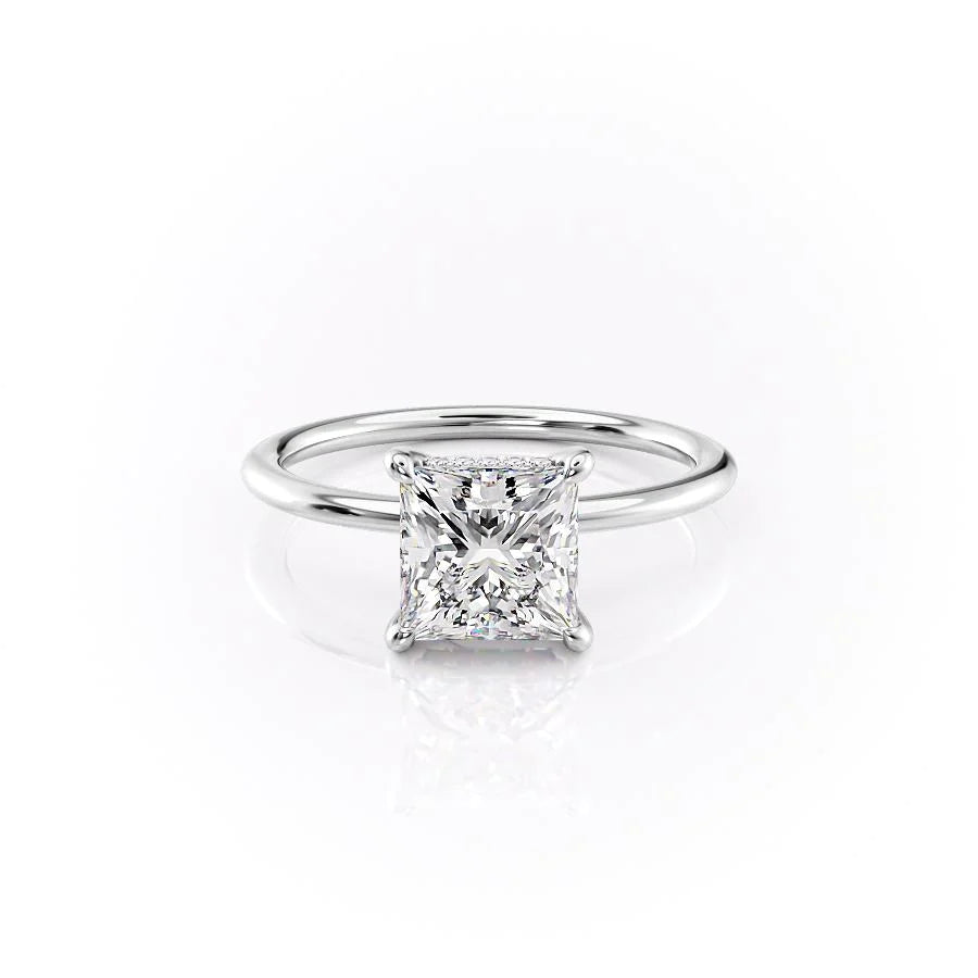 The Liberty Set With Princess Solitaire Lab Diamond 1 Carat 14K White#material_white