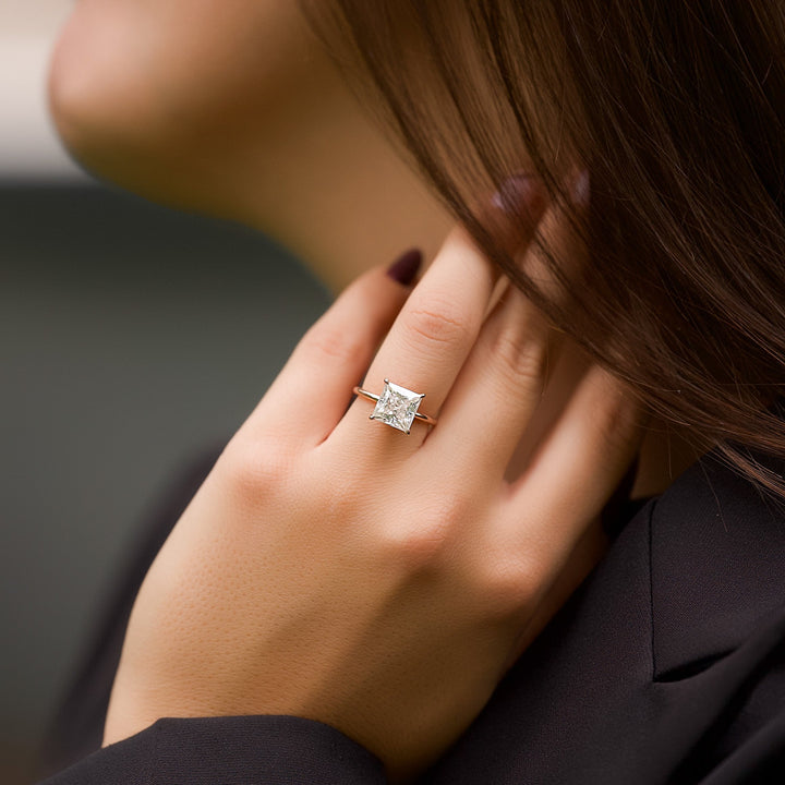 The Liberty Princess Lab Diamond Moissanite Engagement Ring *Shown with 3 ct #material_rose