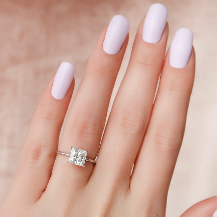 The Liberty Princess Lab Diamond Moissanite Engagement Ring *Shown with 2 ct #material_white