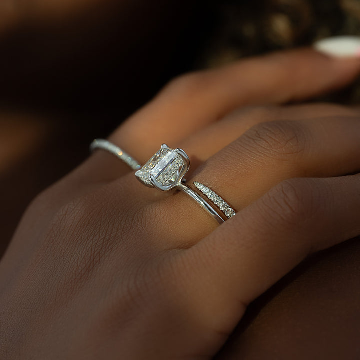 The Liberty Princess Lab Diamond Moissanite Engagement Ring *Shown with 3.5 ct #material_white