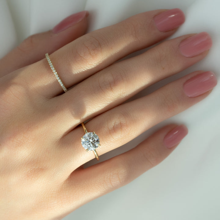 The Liberty Round Lab Diamond Moissanite Engagement Ring *Shown with 2 ct #material_gold