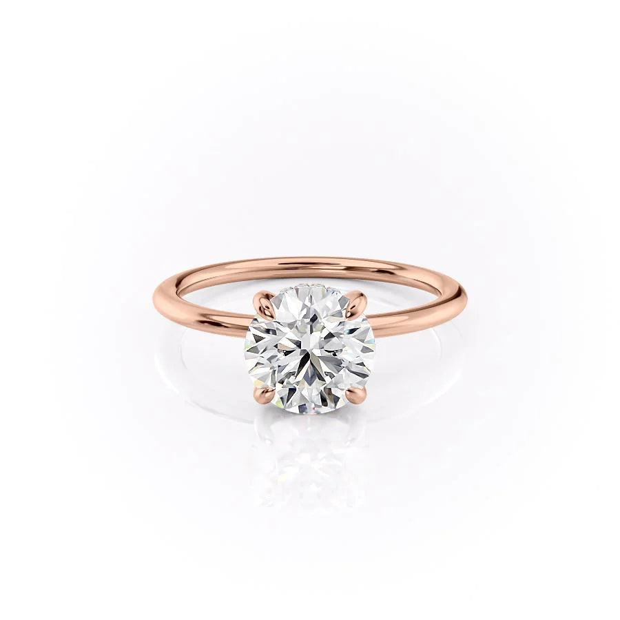 The Liberty Set With Round Solitaire Lab Diamond 1 Carat 14K Rose#material_rose