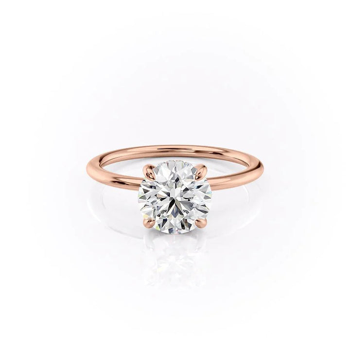 The Liberty Set With Round Solitaire Lab Diamond 1 Carat 14K Rose#material_rose