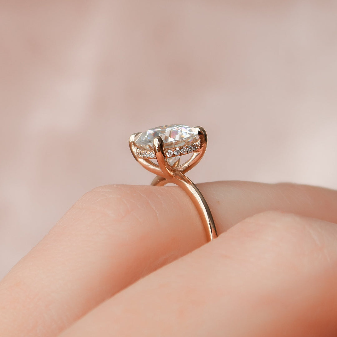 The Liberty Set With Round Solitaire Lab Diamond 3 Carat 14K Rose#material_rose