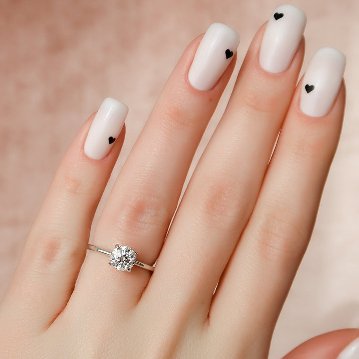 The Liberty Round Lab Diamond Moissanite Engagement Ring *Shown with 1 ct #material_white