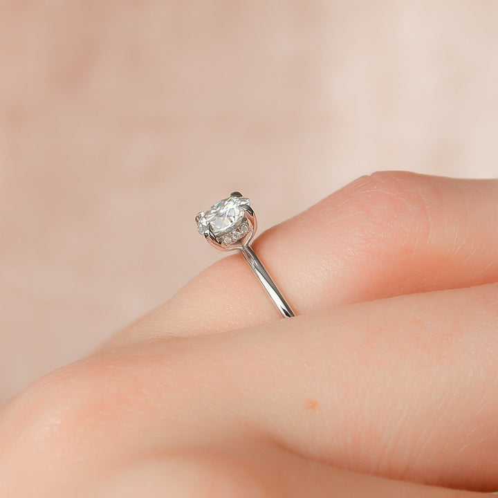 The Liberty Round Lab Diamond Moissanite Engagement Ring *Shown with 1 ct #material_white