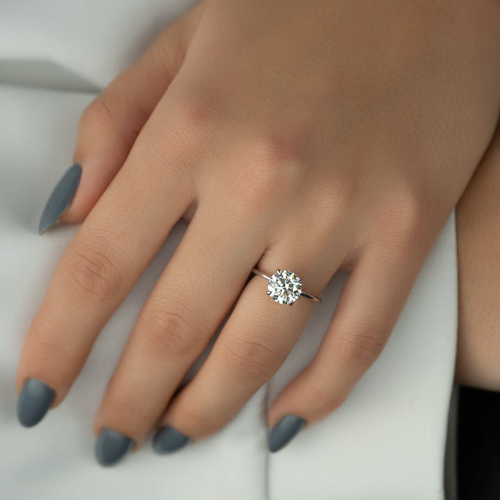 The Liberty Round Lab Diamond Moissanite Engagement Ring *Shown with 2 ct #material_white