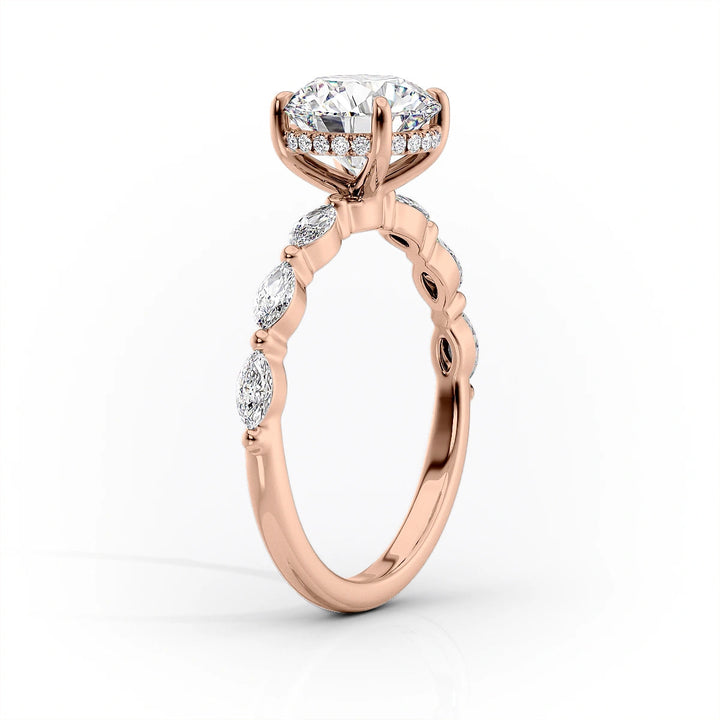 The Linda Set With Cushion Side Stone Lab Diamond 1.5 Carat 14K Rose#material_rose