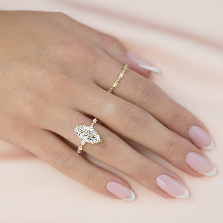The Linda Marquise Lab Diamond Moissanite Engagement Ring *Shown with 3.5 ct #material_gold