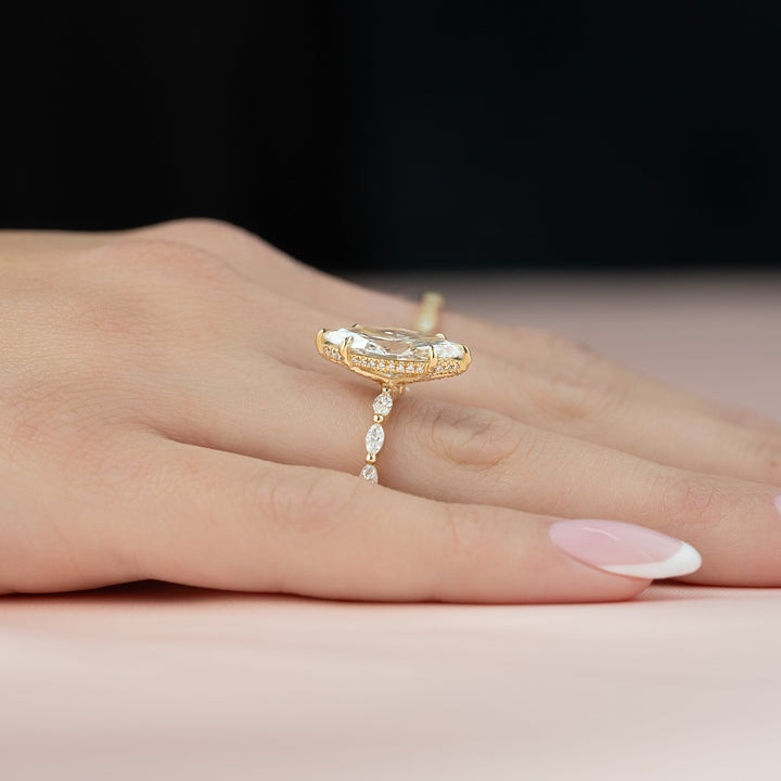 The Linda Marquise Lab Diamond Moissanite Engagement Ring *Shown with 3.5 ct #material_gold