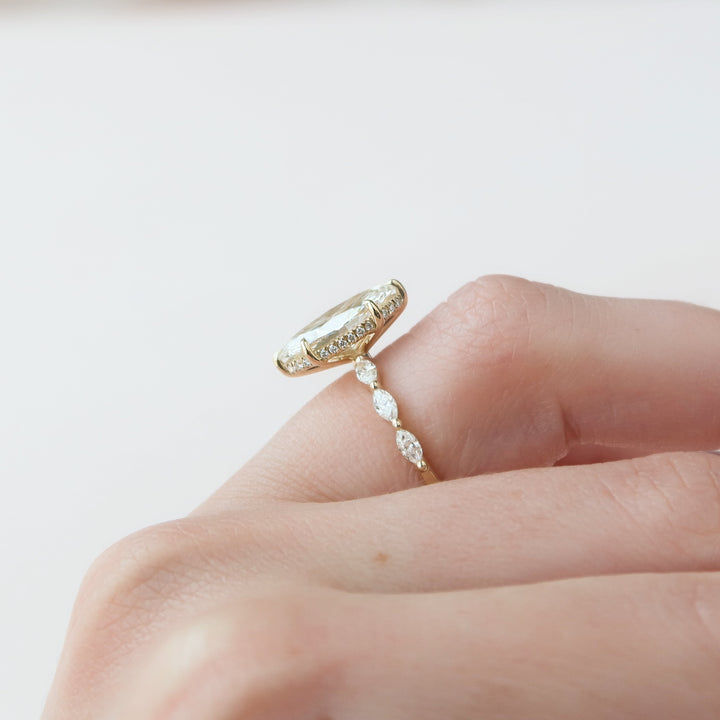 The Linda Marquise Lab Diamond Moissanite Engagement Ring *Shown with 2 ct #material_gold