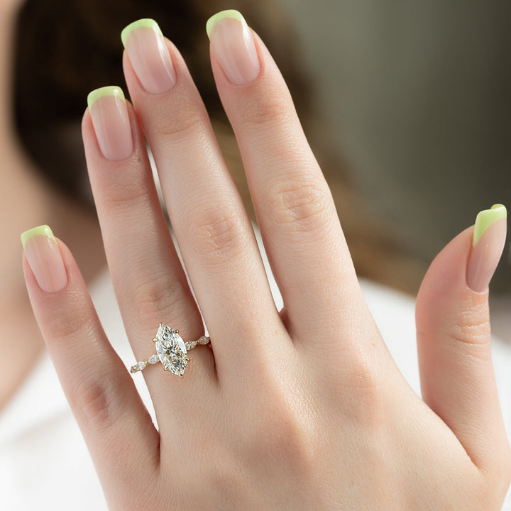 The Linda Marquise Lab Diamond Moissanite Engagement Ring *Shown with 2.5 ct #material_gold